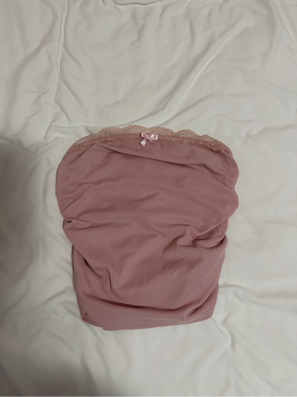 Cider Lace-Trim Pink Tube Top
